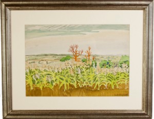 Watercolor and graphite on paper by Charles Ephraim Burchfeld (1893-1967), titled ‘September Sunlight.’ Price realized: $34,500. Cottone Auctions image